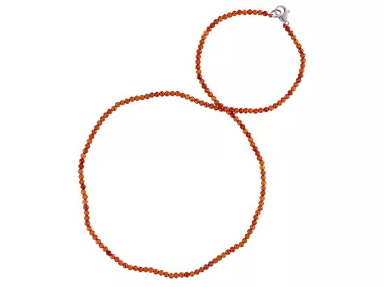N2P11 NASZYJNIK POMARAŃCZOWY GRANAT KULE FASETOWANE 2 mm