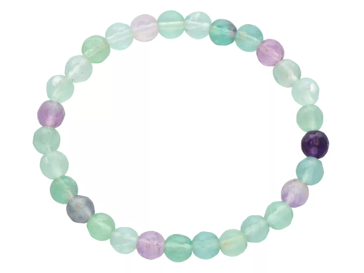 R4W37 BRANSOLETKA FLUORYT KULE FASETOWANE 6,5 mm