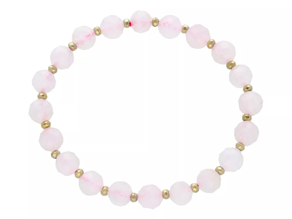 R5B84 BRANSOLETKA KWARC RÓŻOWY I HEMATYT