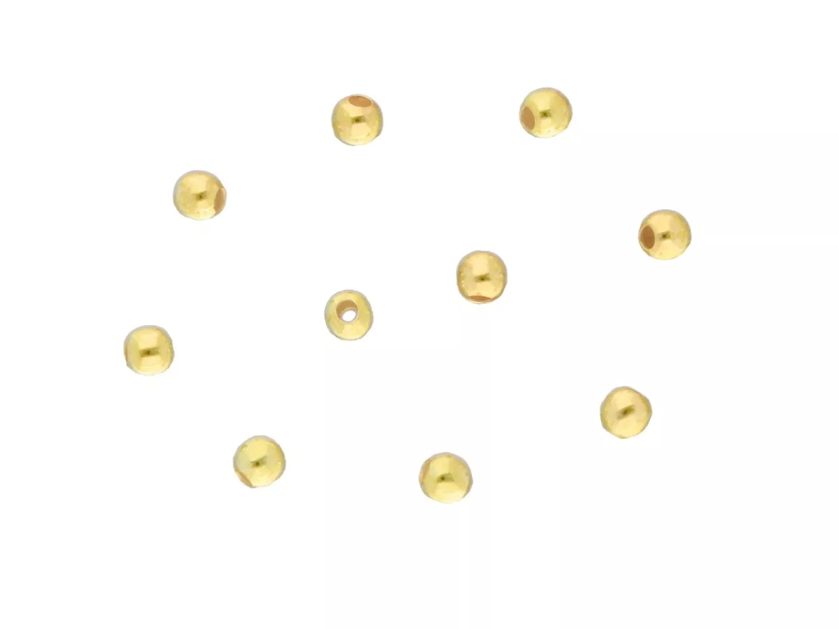 P3J62 KULKI GŁADKIE 2,2 mm SREBRO 925 POZŁACANE - 10 SZTUK