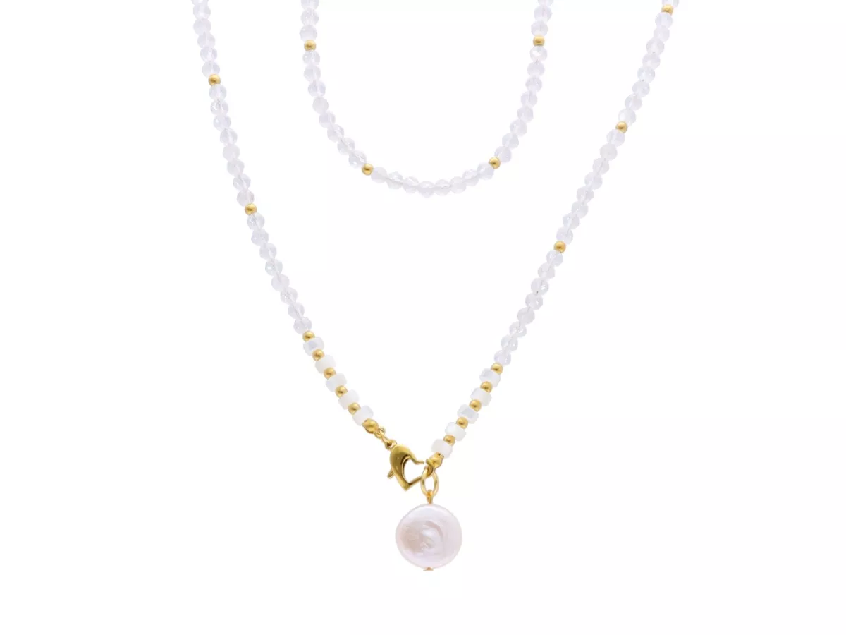 N3M36 NASZYJNIK KRYSZTAŁ GÓRSKI I MASA PERŁOWA