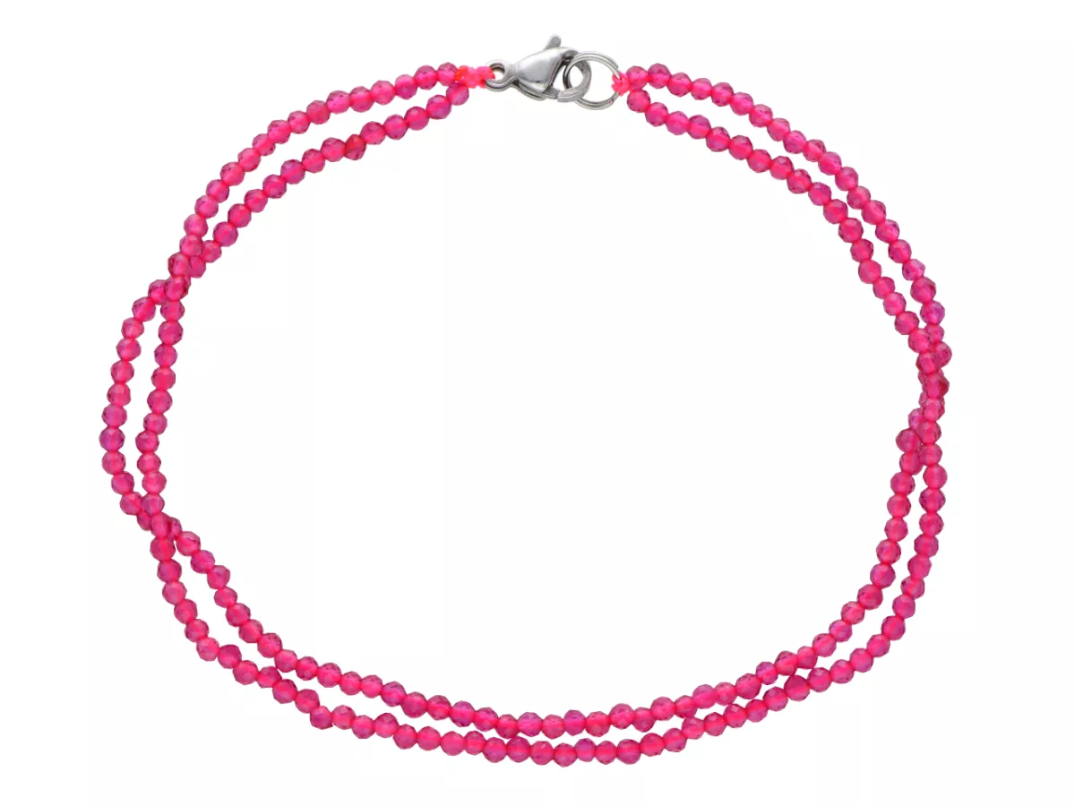 R3B41 BRANSOLETKA CZERWONY RUBIN KULE FASETOWANE 2 mm