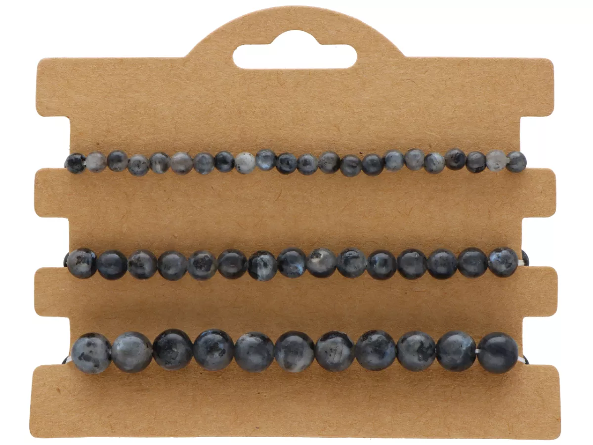 R4T76 ZESTAW BRANSOLETEK LABRADORYT CZARNY KULE
