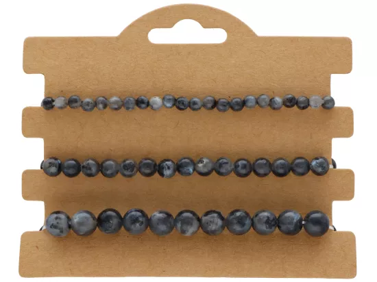 R4T76 ZESTAW BRANSOLETEK LABRADORYT CZARNY KULE