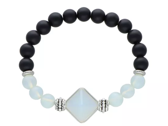 R4K02 BRANSOLETKA LAWA PRASOWANA I OPAL KULE 8 mm