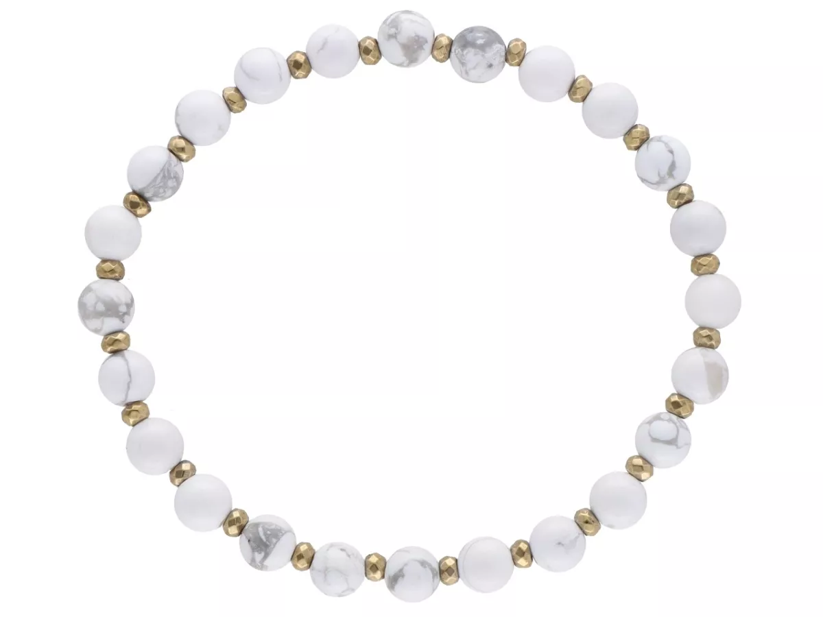 R4M65 BRANSOLETKA HOWLIT BIAŁY LUX KULE 6 mm