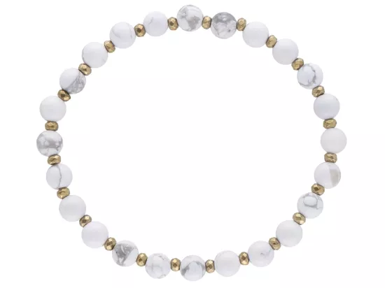 R4M65 BRANSOLETKA HOWLIT BIAŁY LUX KULE 6 mm