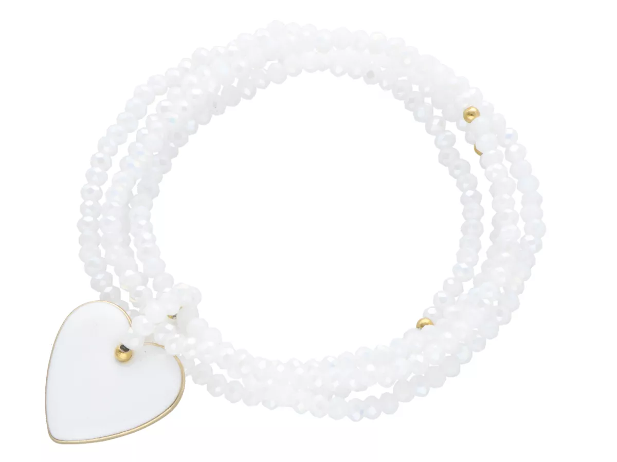 R3U48 BRANSOLETKA  4-RZĘDOWA Z ZAWIESZKĄ KRYSZTAŁKI 3 mm NA GUMCE