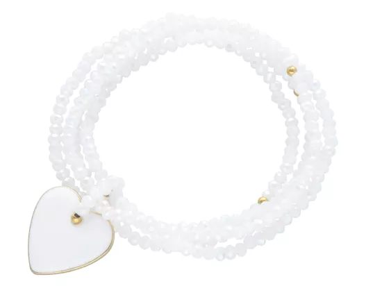 R3U48 BRANSOLETKA  4-RZĘDOWA Z ZAWIESZKĄ KRYSZTAŁKI 3 mm NA GUMCE