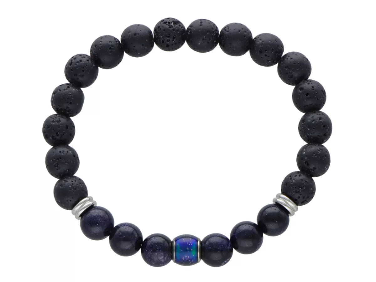 R4J73 BRANSOLETKA CZARNA LAWA I NOC KAIRU KULE 8,5 mm