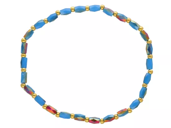 R4S52 BRANSOLETKA KRYSZTAŁKI I STAL CHIRURGICZNA NA GUMCE