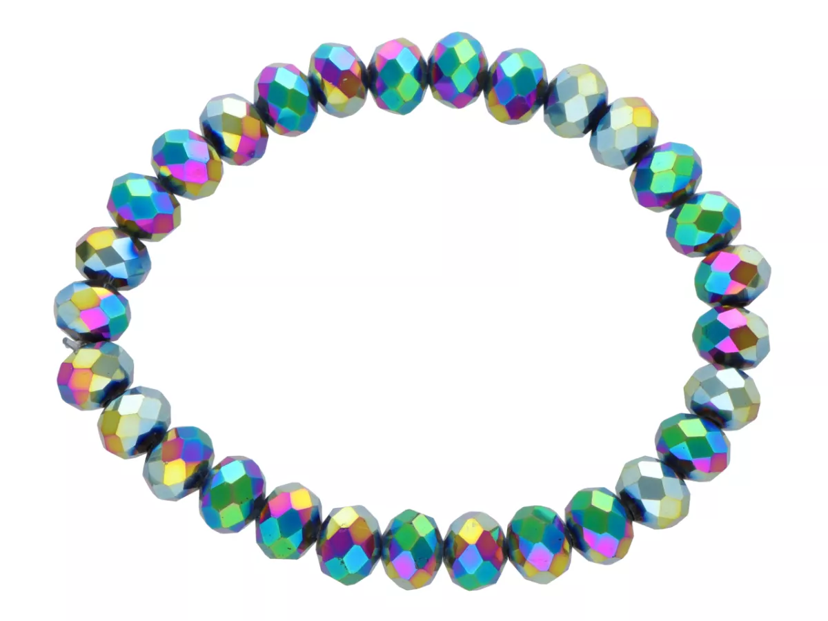 R4B27 BRANSOLETKA KRYSZTAŁKI 8 mm NA GUMCE