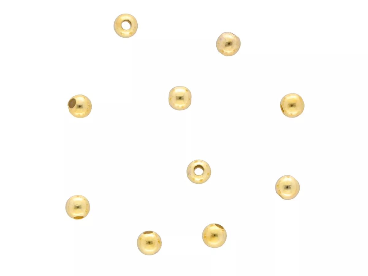 P3H67 KULKI GŁADKIE 3 mm SREBRO 925 POZŁACANE - 10 SZTUK