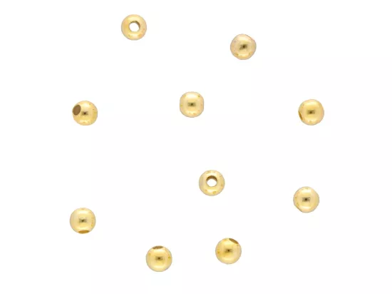 P3H67 KULKI GŁADKIE 3 mm SREBRO 925 POZŁACANE - 10 SZTUK