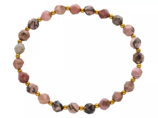 R4M17 BRANSOLETKA RODONIT DIAMENTOWY KULE FASETOWANE 6 mm