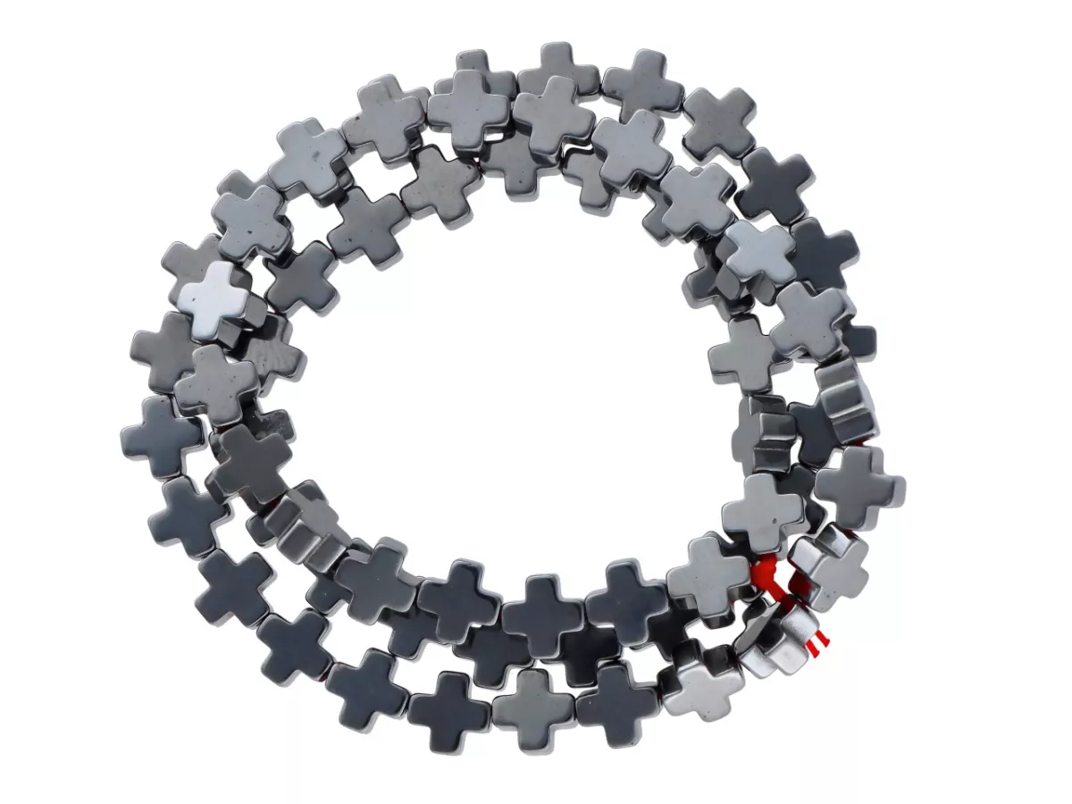 K6R52 HEMATYT KRZYŻYKI 6/6 mm - 1 SZNUR