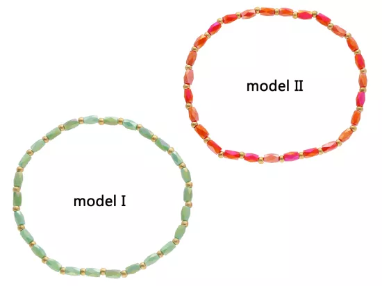 R4S57 BRANSOLETKA KRYSZTAŁKI I STAL CHIRURGICZNA NA GUMCE