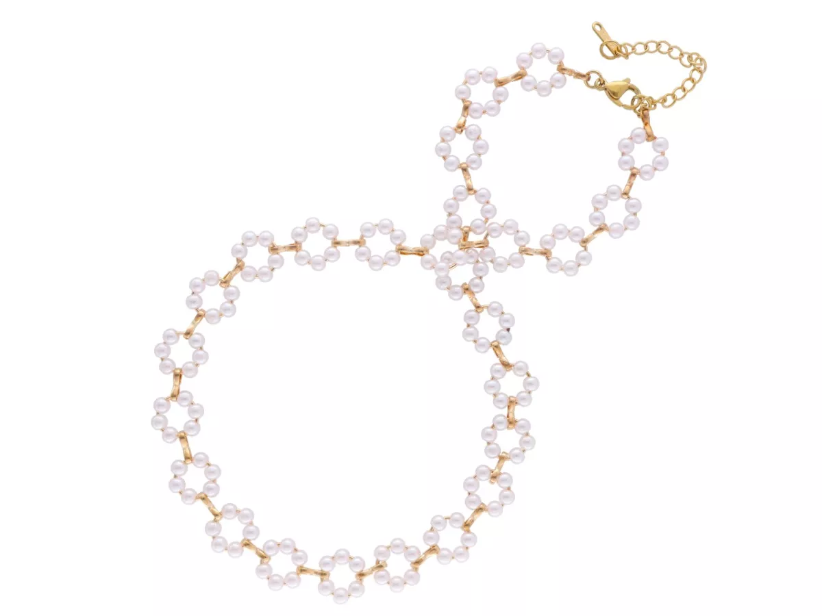 N3N55 NASZYJNIK PERŁA SZKLANA I STAL CHIRURGICZNA