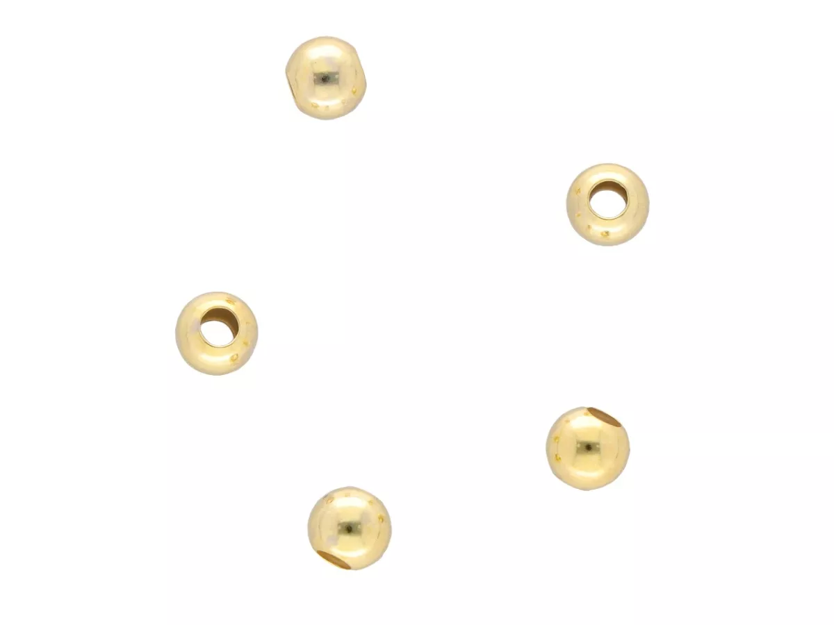 P3H69 KULKI GŁADKIE 4 mm SREBRO 925 POZŁACANE - 5 SZTUK