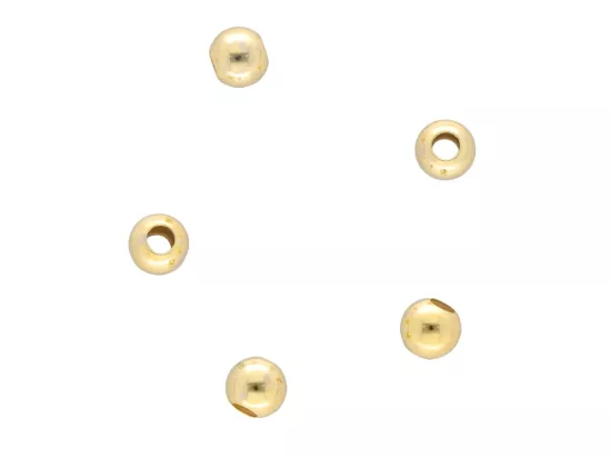 P3H69 KULKI GŁADKIE 4 mm SREBRO 925 POZŁACANE - 5 SZTUK