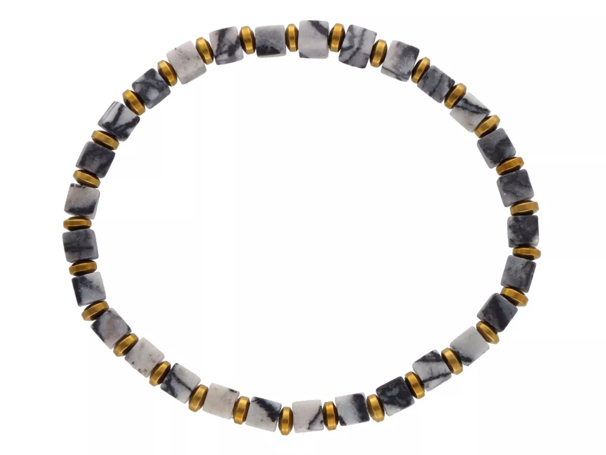 R4O76 BRANSOLETKA JASPIS PICASSO I HEMATYT