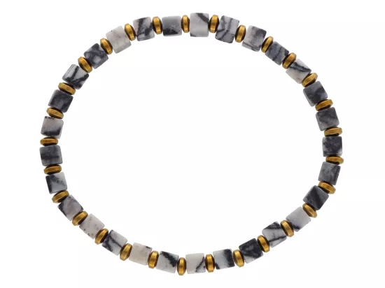 R4O76 BRANSOLETKA JASPIS PICASSO I HEMATYT