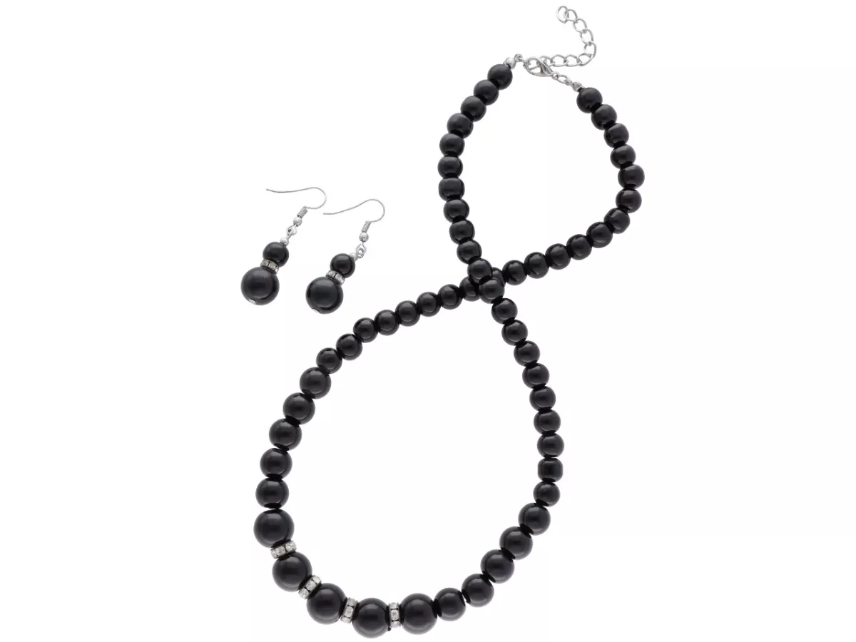 N1R32 KOMPLET BIŻUTERII - SZKLANE PERŁY