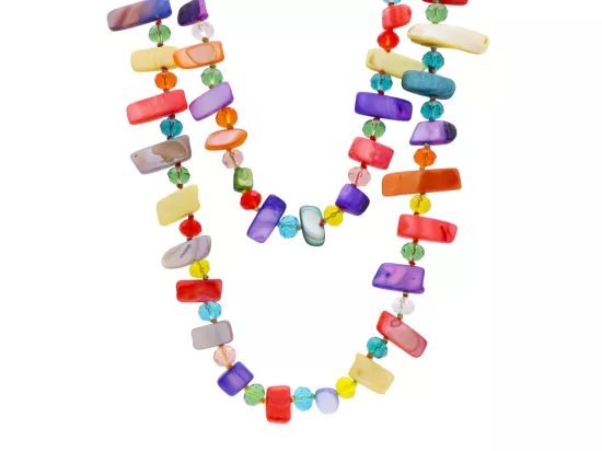 N3M38 NASZYJNIK MASA PERŁOWA I KRYSZTAŁKI