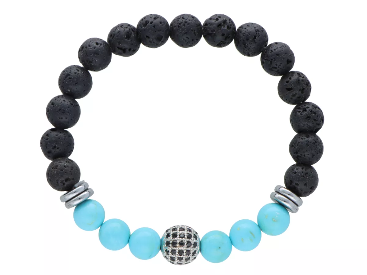 R4N81 BRANSOLETKA LAWA I TURKUS KULE 8,5 mm