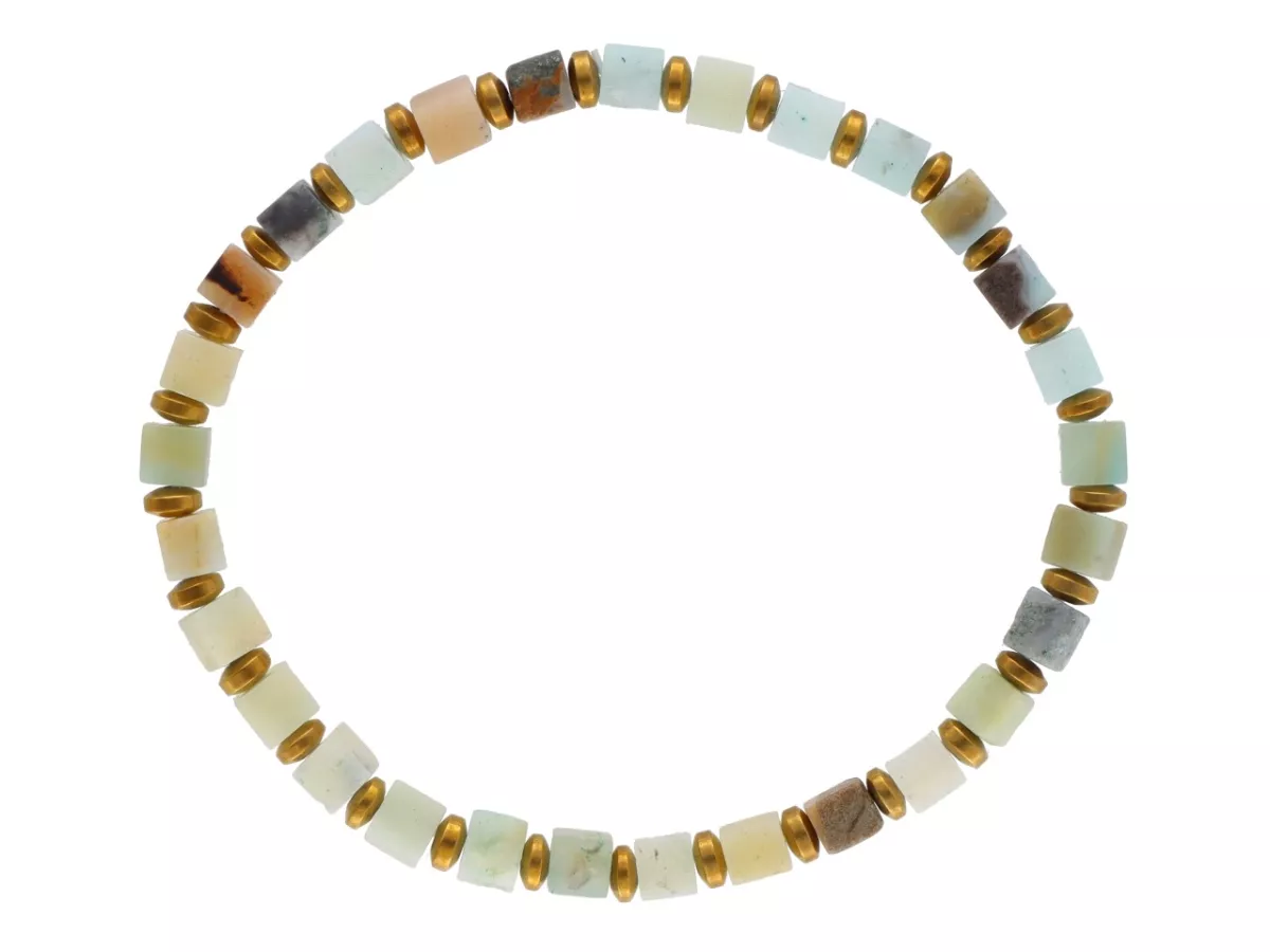 R4O74 BRANSOLETKA AMAZONIT I HEMATYT