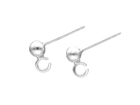 P3B10 SZTYFTY KULKA 4 mm Z PODWIESZKĄ SREBRO 925 - 1 PARA