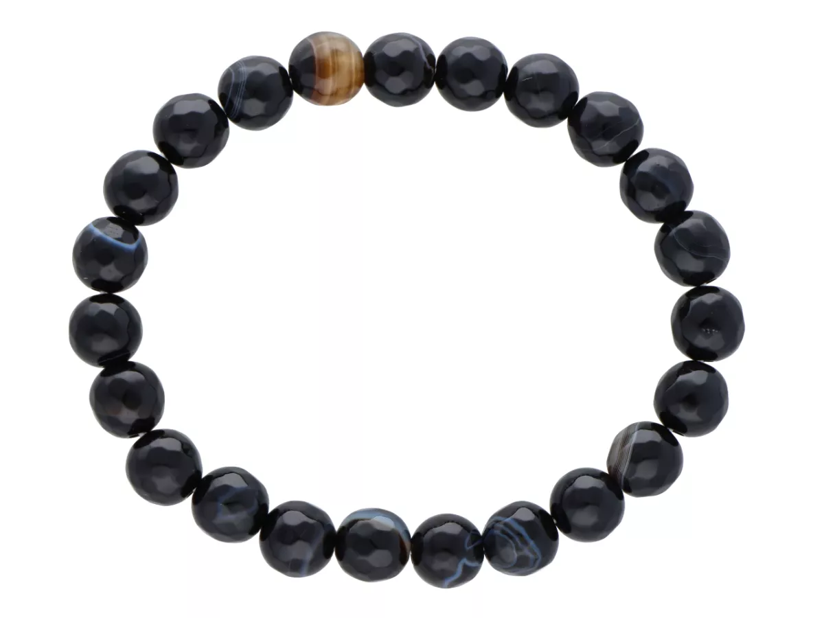 R2C68 BRANSOLETKA SARDONYKS KULE FASETOWANE 8 mm