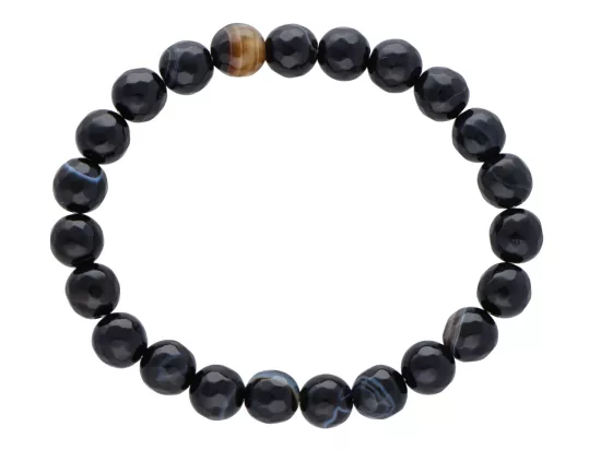 R2C68 BRANSOLETKA SARDONYKS KULE FASETOWANE 8 mm