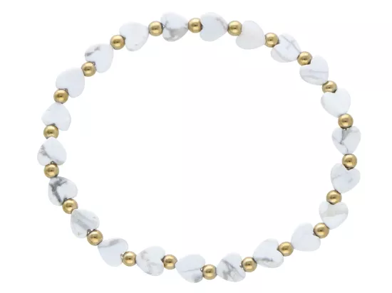 R5A11 BRANSOLETKA HOWLIT BIAŁY LUX SERCE I HEMATYT