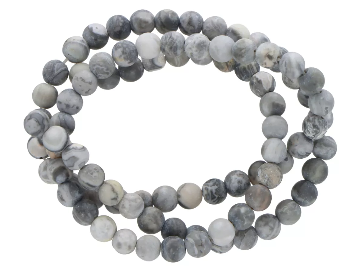 K6W38 JASPIS PICASSO SZARY MATOWY KULE 4,5 mm - 1 SZNUR