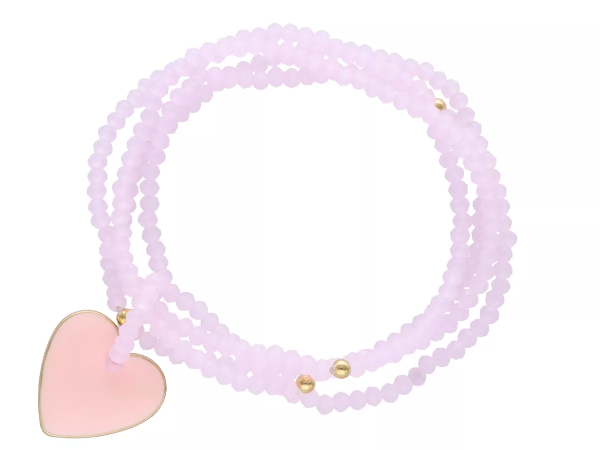 R3U49 BRANSOLETKA  4-RZĘDOWA Z ZAWIESZKĄ KRYSZTAŁKI 3 mm NA GUMCE