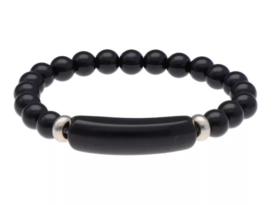 R4T08 BRANSOLETKA CZARNY OBSYDIAN KULE 8 mm