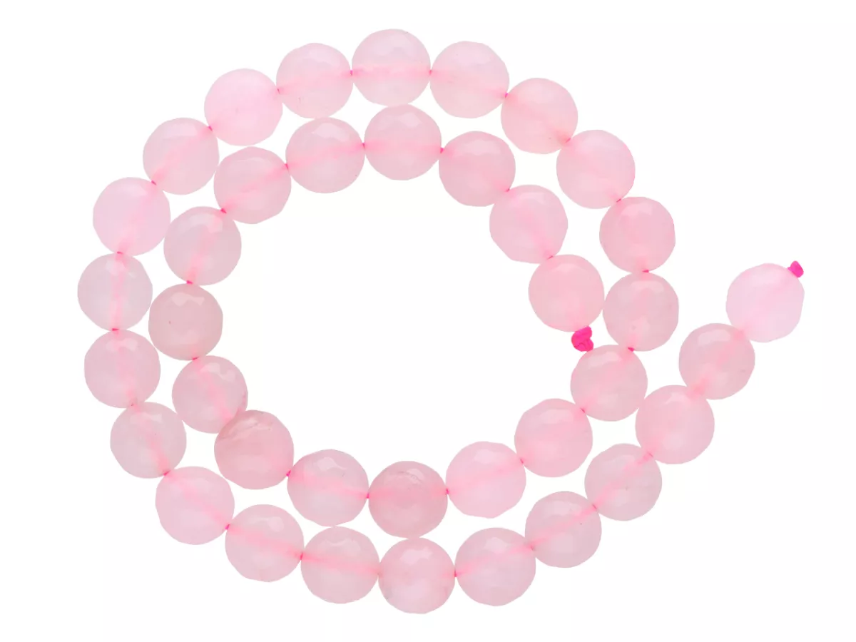 K6Z80 KWARC RÓŻOWY KULE FASETOWANE 10 mm - 1 SZNUR