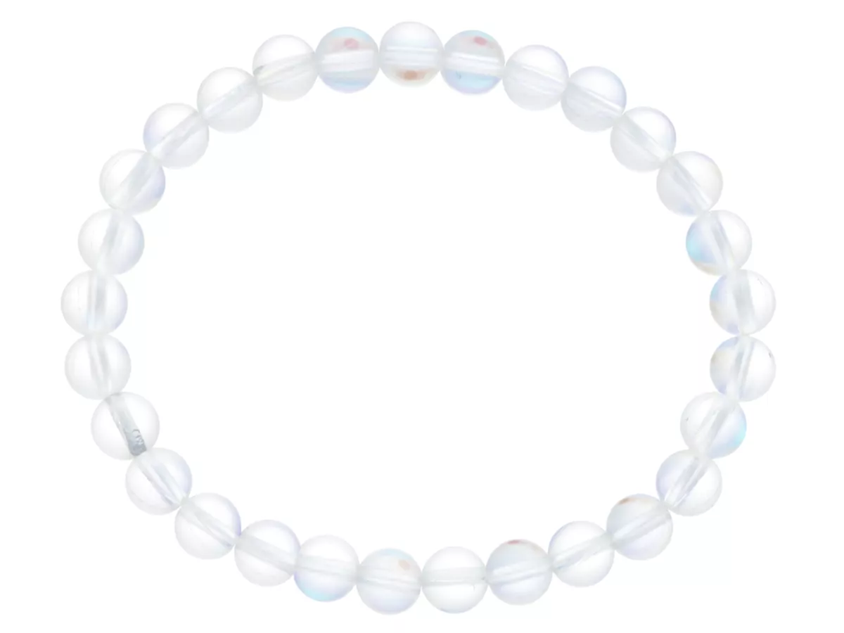 R4N24 BRANSOLETKA CYRKONIA SZKLANA POŁYSK KULE 6,5 mm