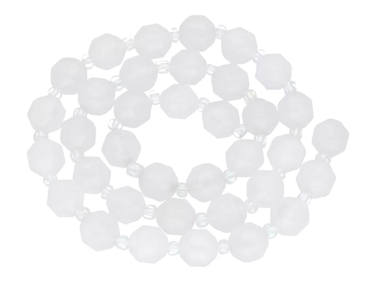 K7D41 NATURALNY BIAŁY JADEIT KULE FASETOWANE 8 mm - 1 SZNUR