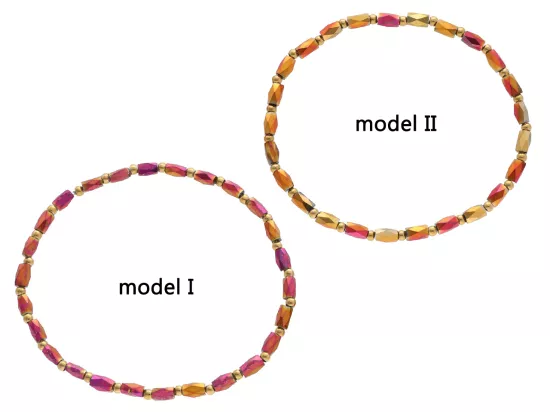 R4S48 BRANSOLETKA KRYSZTAŁKI I STAL CHIRURGICZNA NA GUMCE