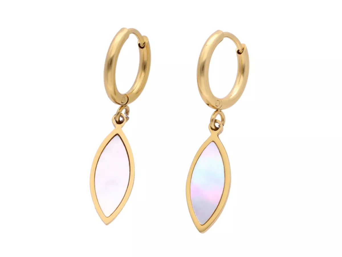 U1X70 KOLCZYKI MASA PERŁOWA I STAL CHIRURGICZNA 1 PARA