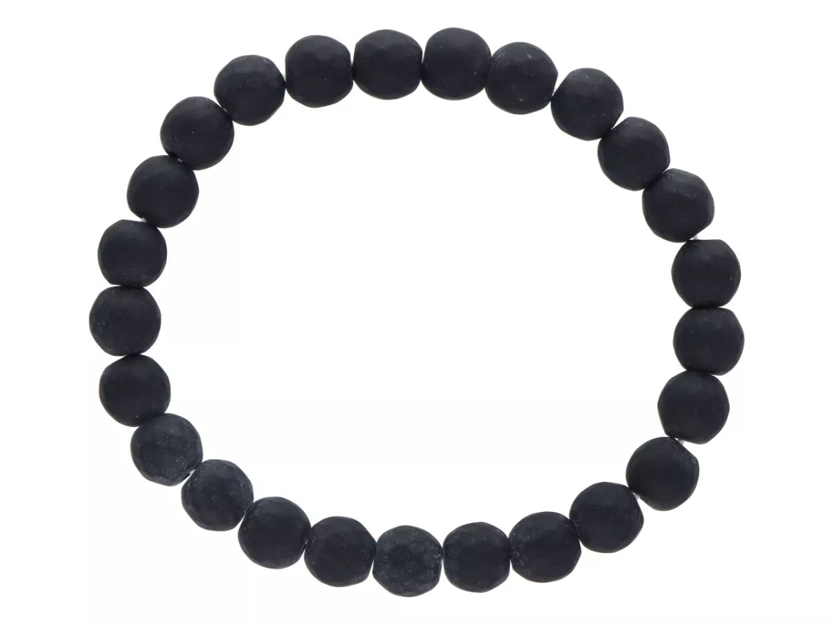 R2P00 BRANSOLETKA ONYKS MATOWY KULE FASETOWANE 8 mm