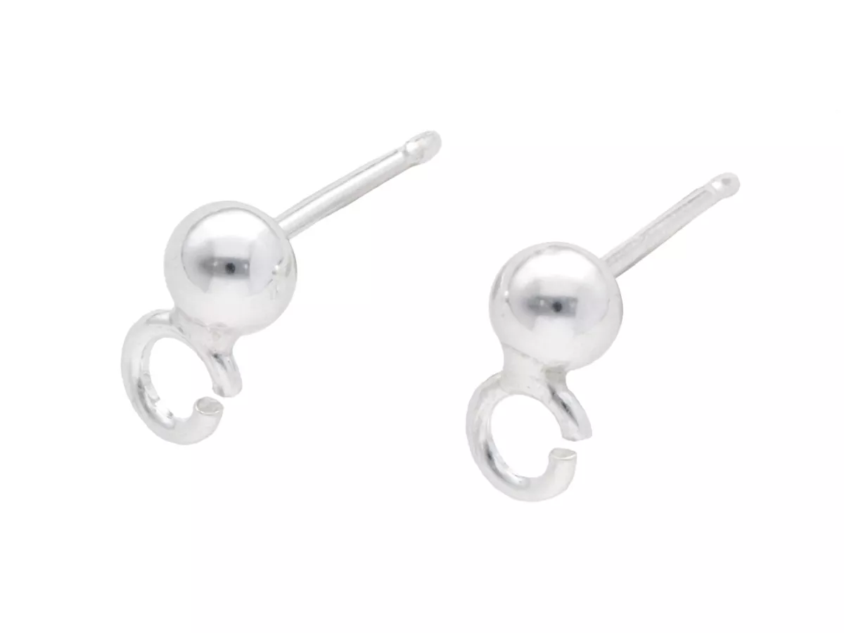 P3J89 SZTYFTY KULKA 4 mm Z PODWIESZKĄ SREBRO 925 - 1 PARA