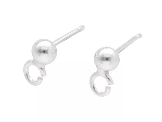 P3J89 SZTYFTY KULKA 4 mm Z PODWIESZKĄ SREBRO 925 - 1 PARA