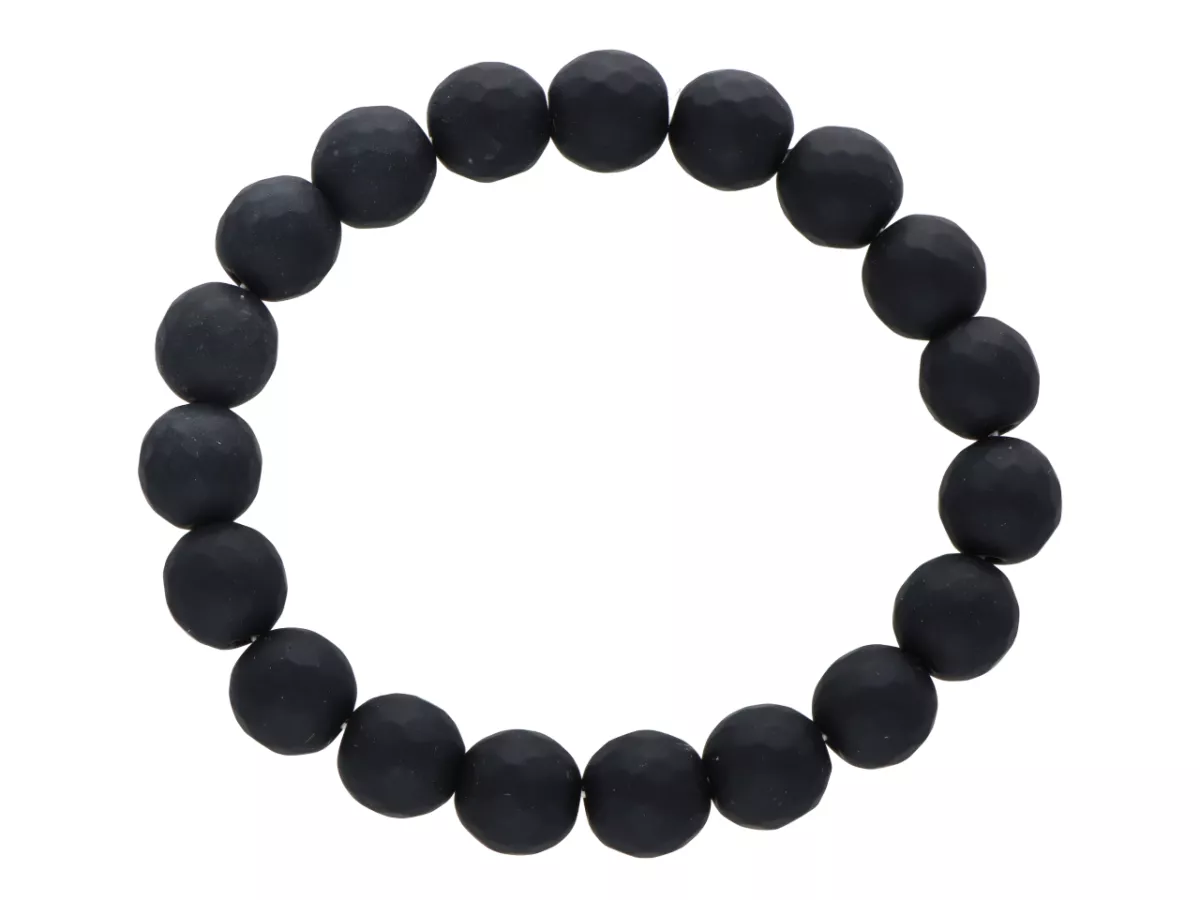 R2P01 BRANSOLETKA ONYKS MATOWY KULE FASETOWANE 10 mm