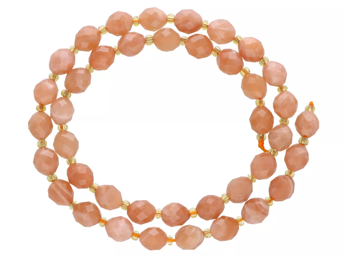 R4U24 KAMIEŃ SŁONECZNY OWAL FASETOWANY 7,5/8,5 mm - 1 SZNUR