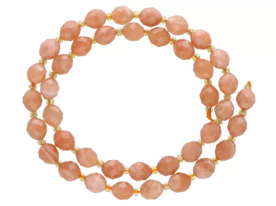 R4U24 KAMIEŃ SŁONECZNY OWAL FASETOWANY 7,5/8,5 mm - 1 SZNUR