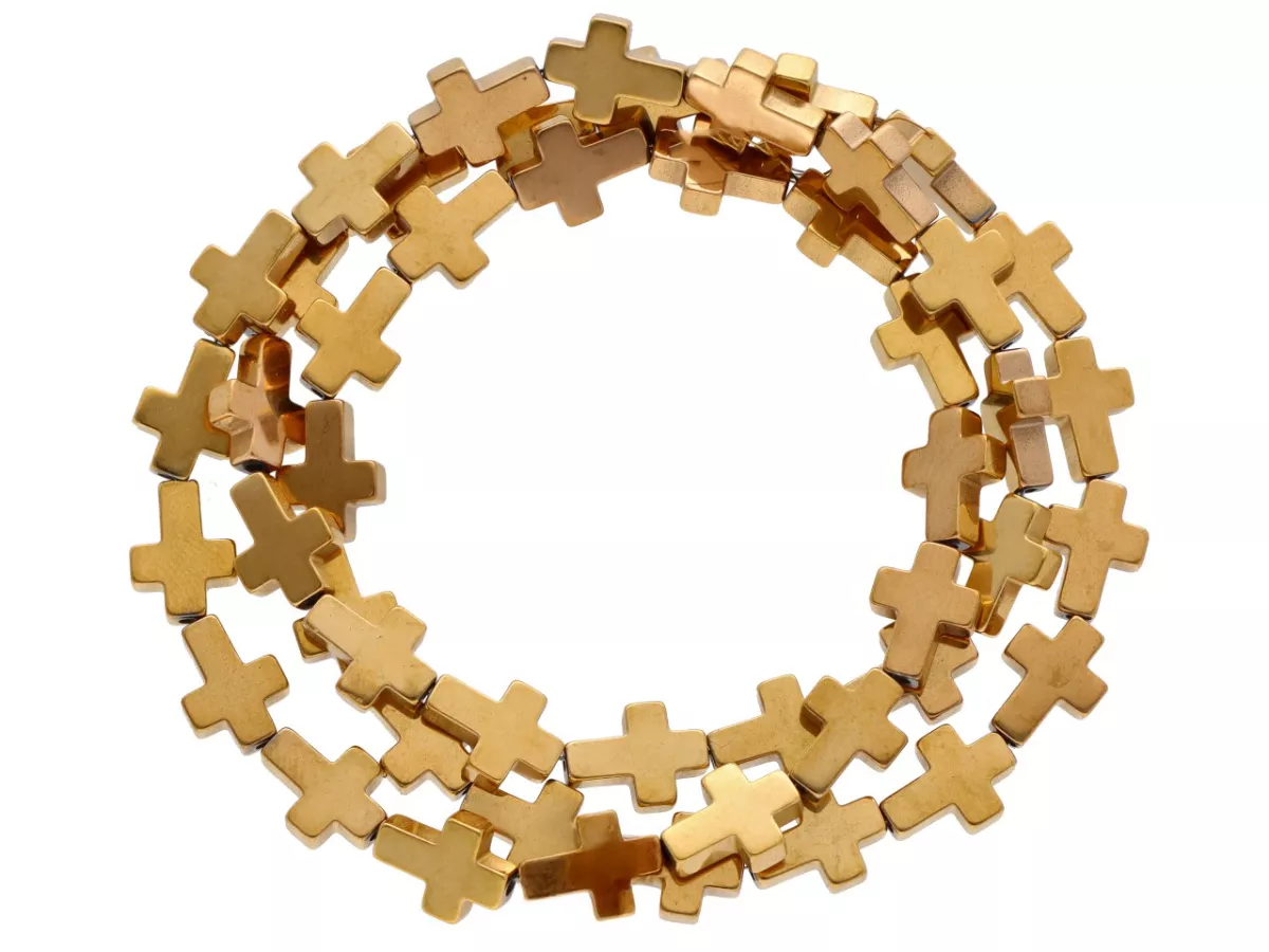 K7O84 HEMATYT MIODOWY KRZYŻYKI 6/8 mm - 1 SZNUR