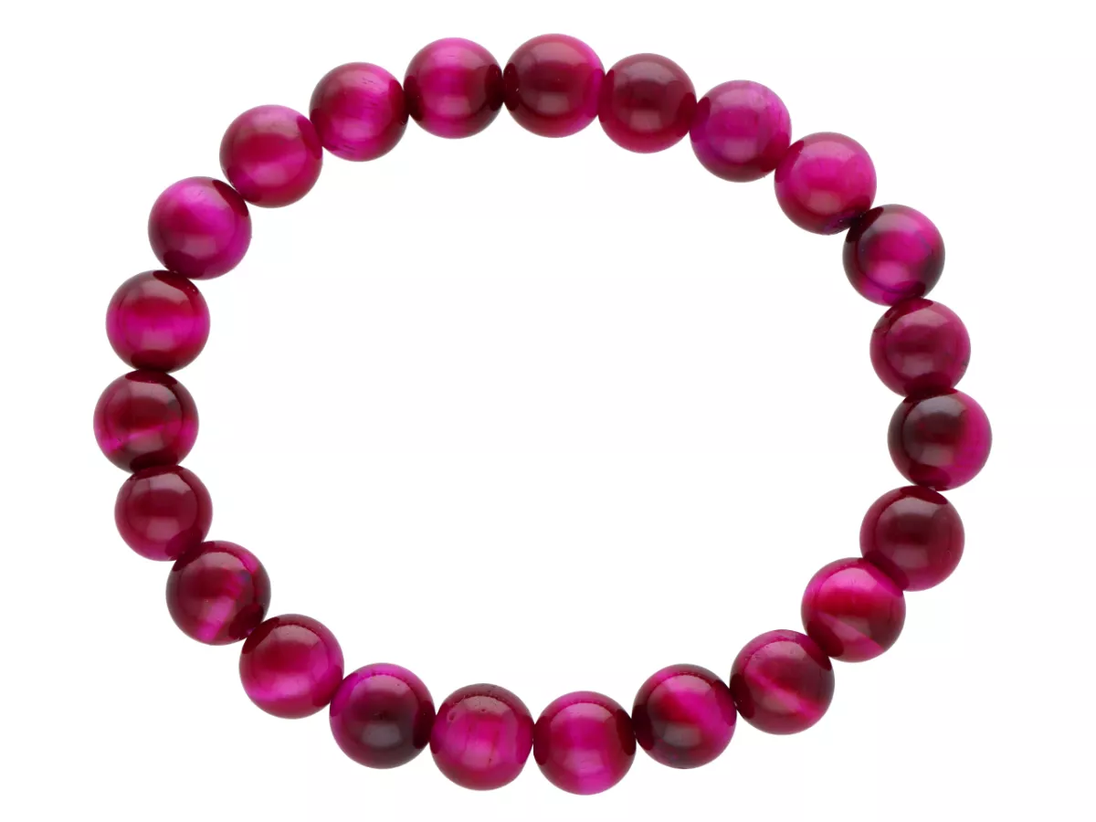 R4W18 BRANSOLETKA TYGRYSIE OKO RÓŻOWE KULE 8,5 mm